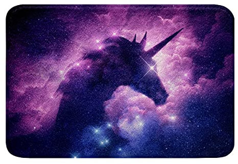 Homewish Einhorn Teppich 20 X 32 Galaxy Badematte, Sternenhimmel Pferd Küchenmatte Modern Fashion Outdoor Teppich Willkommensmatte Lila Abstrakte Tier Indoor Fußmatte, Waschbar