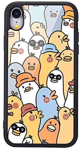 MAYCARI Cute Ducks Pattern Printed Cases for iPhone XR,Cute Slim Soft TPU Hard Back Shatter-Resistant Shockproof Anti-Fall Protective Girly Painting Art Cover Case for Girls Women Children