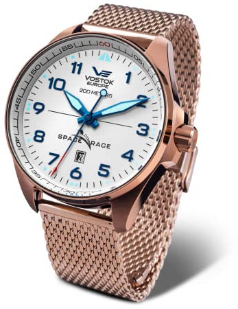 Vostok Europe Space Race Herrenuhr Automatik mit Milanaiseband 20 ATM Datum 325B664-B