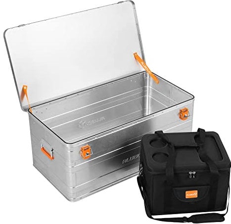 ALUBOX B140 Alukiste 140 Liter Aluminium Transportbox Promo inkl. alubox Picknick Kühltasche schwarz