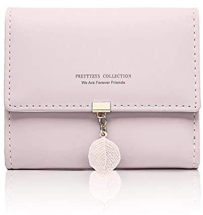 Spldsun Porte Monnaie pour Femme, Petit Sac Portefeuille en Cuir Pliable avec Porte-Cartes, Porte-Monnaie Porte Feuille pour Femmes ado Filles d'argent avec Fermeture (Rose)