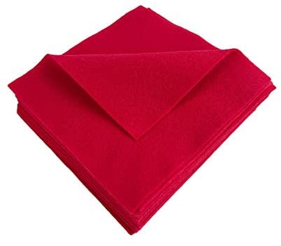 Weicher Rote Filz, flexible Filzstoff, Farben Bastelfilz für Handarbeiten, 1,4mm dickes 30x30cm Filzpaket für DIY Bastel- und Nähprojekte