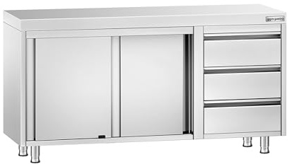 GGM Gastro Edelstahl Arbeitsschrank PREMIUM 1400x700mm | Hygienisch, pflegeleicht, verschweißte Profi-Qualität, hohe Stabilität, geräuschreduziert, flexibel verstellbar