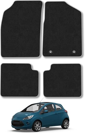 Fits Ford KA (2013-2016) Carpet Car Mats | Grey Edge Trim Tailored Fit Floor Mats Full Coverage Protection Accessories Easy Clean Anti Slip Made in the UK