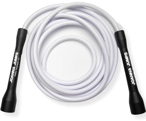 Gewichtetes Springseil für Fitness und Boxen (7 mm) – verstellbare Springseile mit Kunststoffgriffen – verwicklungsfreies Springseil für Cardio- und Ausdauertraining (Schwarz & Weiß)