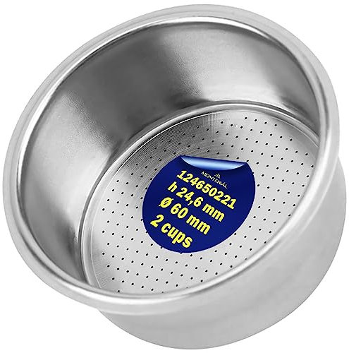Filtro Cafetera 2 Taza de Medidas Ø 60 mm h-24,6 mm - con Código Original 124650221 - para Saeco - Apto para Todos Los Modelos - Filtro Cafe para Portafiltro Cafetera - Garantía de 10 Años - MONTERAL