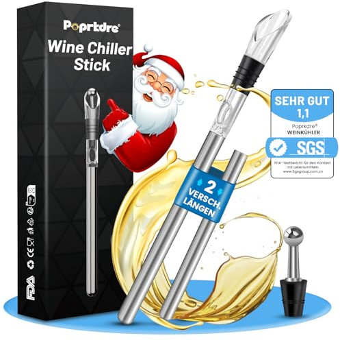 Weinkühlstab 4er Set | weinkühler stab mit Ausgießer | Praktisches Weinzubehör für Weinliebhaber, Weinkühler Set Geschenk für die meisten Flaschen