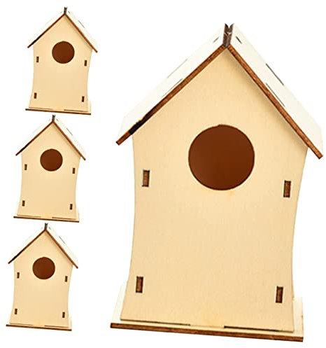 COHEALI 4 Stück Weihnachtshaus Aus Holz Weihnachten Holzhaus Sparschwein Aus Holz Selber Machen Holzhaus Anhänger Vogelhäuschen Für Draußen Dorfhäuser Aus Holz Kind Ornamente Hölzern Leer