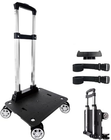 Rucksack-Trolley mit Rollen, Handkarre mit Gepäckgurt, Aluminiumlegierung, faltbarer Trolley für Taschen, Rucksack, Reisegepäckwagen
