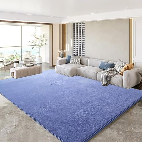 SK Studio Alfombras Salón Grandes Shaggy Pelo Corto Alfombra Habitación Dormitorio Lavables Alfombra Antideslizante Muy Suave para Comedor, Dormitorio Azul, 50x160cm