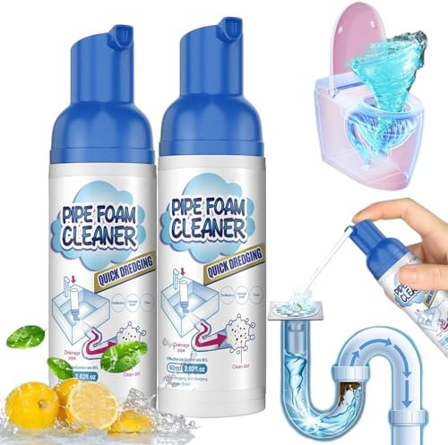 Herios Lot de 2 nettoyeurs de canalisations en mousse – Déboucheur de canalisations pour évier et canalisations de cuisine, éviers, baignoires