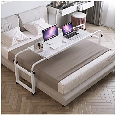 Tavolino servitore con ruote per letti matrimoniali/queen Comodini tavolino da letto postazione di lavoro in piedi vassoio per alimenti tavolino con ruote da scrivania per struttura letto m