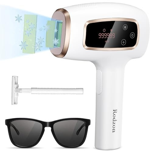 Rodzon IPL Geräte Haarentfernung Laser für Männer und Frauen, 999,999 Lichtimpulse Laser Haarentfernung mit 5 Energiestufen, Epilierer Damen für Achseln, Gesicht, Bikini (Weiß)
