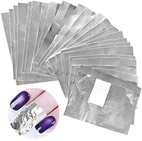 Foil Nail Wraps, 200 Pcs Nail Foils for Gel Nails, Nail Foil Aluminium Wraps Remover with Pre-attached Lint-Free Cotton Pads, for Gel Nails For Fast & Gentle Soak Off Gel Polish Removing