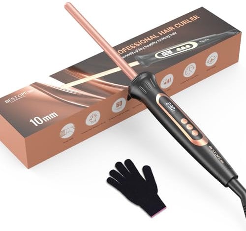 BESTOPE MIX 10mm Rizador de Pelo Multi-Temperatura, Ondas y Rizos Pequeños, Calentamiento Rápido Con Control Preciso de Temperatura Cada Cinco