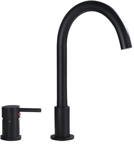 Robinet Salle de Bain Noir Mitigeur Lavabo 2 Trous Rotatif 360° Robinet Lave Main,noir