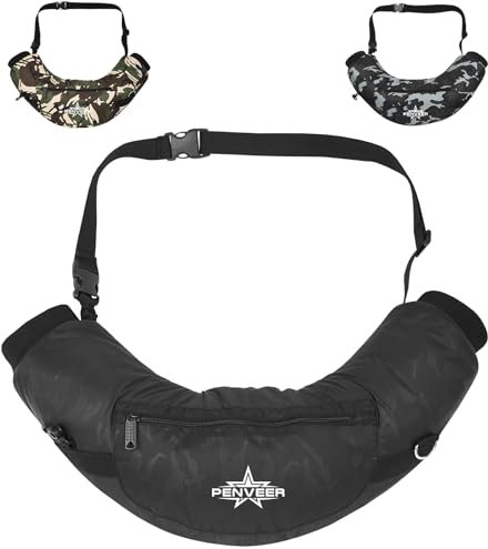 Penveer Fußball-Handwärmertasche – wasserabweisender Handwärmer mit verstellbarem Riemen, gerippten Bündchen und Reißverschlusstasche, ideal für Fußball, Jagd und Outdoor-Aktivitäten (Black Camo