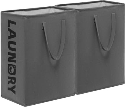 2 Stück Faltbarer wäschekorb,75 Liter Wäschesammler Schmal Wäschekorb Klein,Aufbewahrungskorb Laundry Baskets Wäschetonne für Badezimmer Wohnzimmer,60x40x34cm