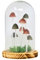 UNIQUE HOME LIVING Table Lamp, LED Mushroom Glass Dome Bedside Lamp, Night Light with Wooden Base, Home Bedroom Lighting, Battery Operated Lamp - 22.5cm