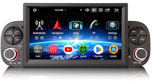 Erisin 7 pollici 8-Core 4GB+64GB Android 14 Autoradio 1 Din con Schermo per Fiat Panda 2013-2020 Supporto GPS Navigatore CarPlay Android Auto Bluetooth WiFi 4G DAB+ OBD USB FM Schermo tattile Canbus