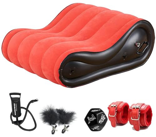 YZPNBW Sex Couch AufblasbaresTaillenkissen SM Bondage Möbel Ramp Multipurpose Extrem Sex Stellungen Hilfs Mit Handschellen Luftpumpe Sex Würfel Paar Nippelklemmen Wohnzimmer Schlafzimmer Ramp