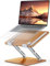 CIRYCASE Ergonomico Supporto PC Portatile, Legno & Alluminio Laptop Stand Regolabile in Altezza, Pieghevole Rialzo PC Portatile Scrivania Doppia Barra, Compatibile con MacBook Pro/Air B28 10-16