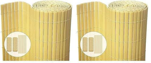 VOUNOT® Canisse en PVC Brise Vue Ultra Renforcé avec Attaches de Fixation Double Face pour Jardin Balcon et Terrasse Résistante à la Corrosion et aux Intempéries 80x300cm Beige (Lot de 2)