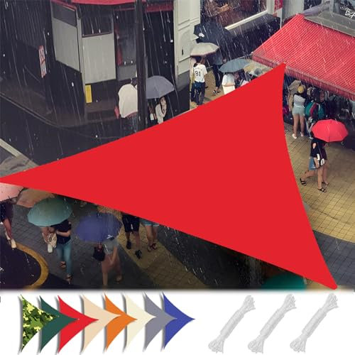 MAJINGC Sonnensegel Wasserdicht Dreieck 4X4X5.7M 98% UV-Schutz, Sonnensegel dreieckig für Garten Outdoor Terrasse Grau Rot