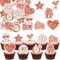 Gyufise 54Pcs Edible 40th Anniversary Cupcake Toppers Ruby Happy Wedding Glutinous Rice Paper Cheers to 40 Years We Still Do Picks Party Cake Decorations Supplies