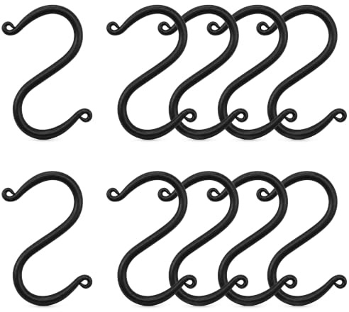 Lord of Battles Viking Iron S Shaped Hook Set of 10 Iron Hanging Cooking Stand Camping Accessory Hand Forged Black Finish Functional Accessory Reenactments (8 cm)