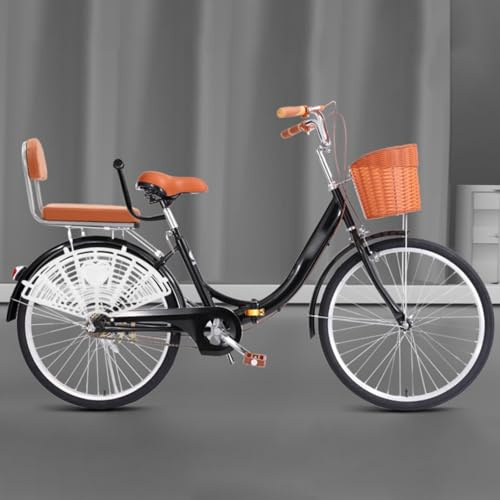 24 Zoll 26 Zoll Faltrad Für Erwachsene, Klapprad Mit Rahmen Aus Kohlenstoffstahl Mit Gepäckträger Hinten Und Korb Vorne E,24 inch