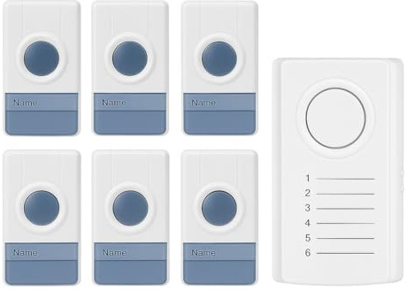 AntDau71 Système de sonnette sans fil 6 zones avec récepteur et 6 émetteurs RL-0506D - Alarme sonore et lumineuse - Idéal pour les bureaux, les hôpitaux, les restaurants - CW993