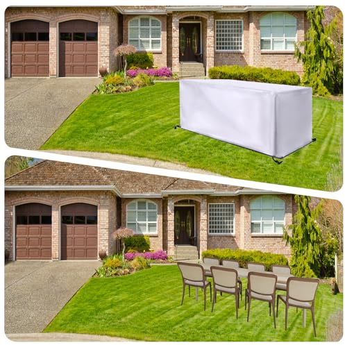HNBFKD Abdeckung für Gartenmöbel Schwerlast Winterfest 300x220x110cm/LxWxH 420D Abdeckplane Gartenmöbel Schutzhülle Wasserdicht Schneeschutz für Gartentische Terrassenmöbel Outdoor-Tisch