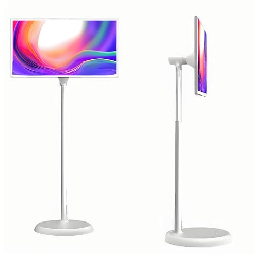 XDLYWUZIQ 22/24/32 Inch Smart Portable TV on Wheels,Touch Screen TV, Wireless Casting, Android 12 OS, Battery Powered -8 Hours,Built-in Battery 15000mAh Battery 22inch-8G+128G