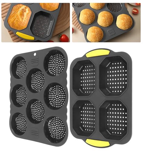 Ejoyous Burger Buns Backform, Silikon Burger Brötchenblech Antihaft für Backofen, Mikrowelle, Spülmaschine und Kühlschrank