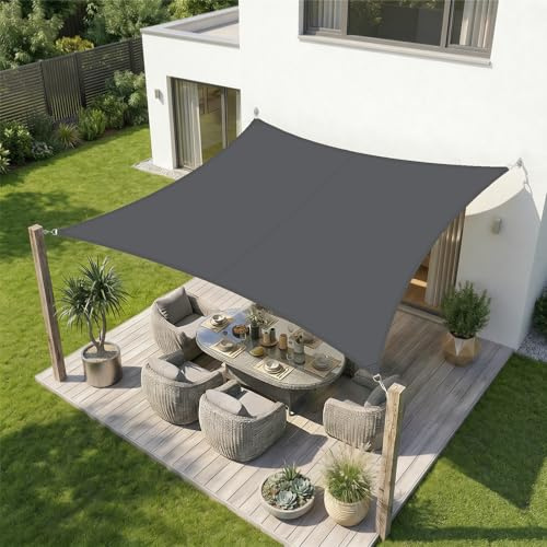 Sekey Sonnensegel Wasserdicht 3x4m Rechteckig, Sonnenschutz hochdichtes PES 160g/m² Wetterfest & Reißfest, Nahtversiegelung (Zuverlässig Dicht) & 95% UV Schutz, für Balkon Terrasse Garten, Anthrazit
