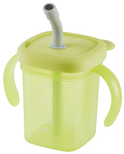 Beakers for Elderly 310ml Spill Proof Adult Sippy Cup with Straw Plastic Sippy Cups with Handle and Lid for Kids Elderly Disabled Patient Maternity Green