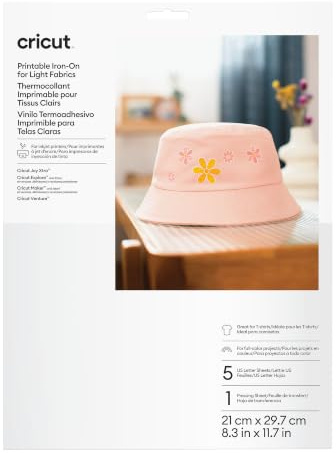 Cricut bedruckbares Iron-on für dunkle und helle Stoffe, A4, Wärmeübertragungspapier, bedruckbare HTV Iron-on Transfers für Tintenstrahldrucker - Pack 8 (5 x für hellen Stoff, 3 x für dunklen Stoff)