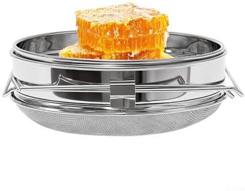 Setaccio per miele in acciaio inox, filtro a doppio strato in rete 650/1875 per estrazione pulita del miele e rimozione della cera, adatto per secchi da 5-10 galloni per apicoltura