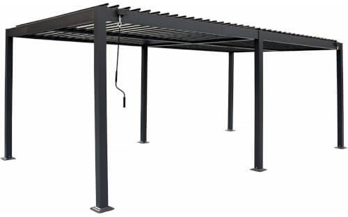 Pergola bioclimatica con tenda in alluminio Kensington - 3 x 6 m - Grigio