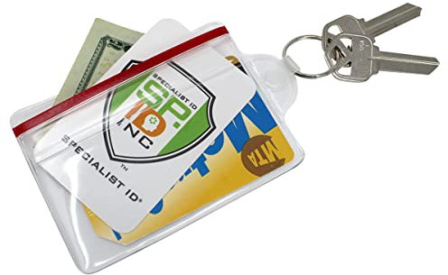 Transparent Weiche Horizontal Badge Holder w/Reißverschluss und Key Ring, Box mit 100 Stück