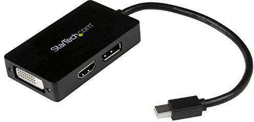 StarTech.com Adaptateur mDP 3 en 1 - Adaptateur Audio/Vidéo de Voyage - Hub Convertisseur Multiport Mini DP vers Écrans Multiples DisplayPort, DVI ou HDMI (MDP2DPDVHD)