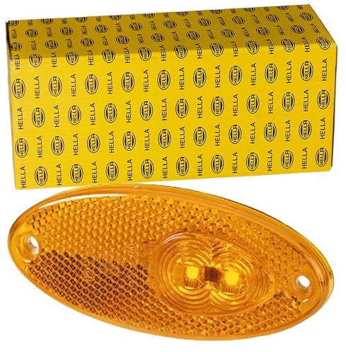 HELLA 2PS 964 295-071 Seitenmarkierungsleuchte - Begrenzungsleuchte | Anhänger - Wohnwagen - LED - 24V - Anbau/geklebt - Lichtscheibenfarbe: gelb - Kabel: 500mm - links/rechts - Menge: 1