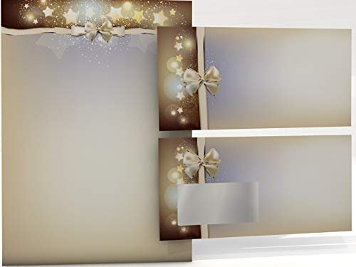 Weihnachtsbriefpapier Set | Sternen Nebel | 100 Blatt Motivpapier A4 | 100 Briefumschläge | Kuvert im DIN LANG-Format | Briefpapier Set
