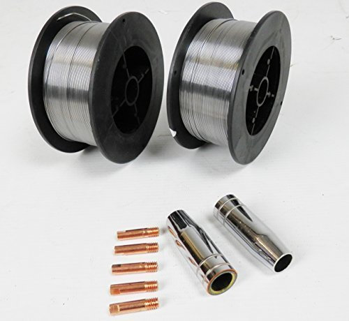 Dirty Pro Tools™ Gasless Mig Welding Wire 0.8mm 0.45 kg Each (0.9 kgs Total) 2 shrouds and 5 Torch Tips 0.8mm Flux Core Wire Cored