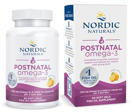 Nordic Naturals Postnatal Omega-3, 1120mg EPA & DHA+1000IU D3-60 Count