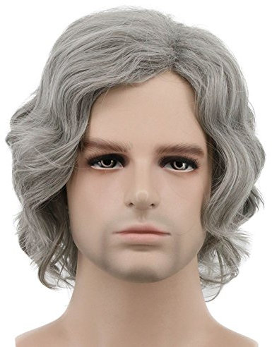karlery Herren Kurz Bob Welle Grau Perücke Männer Cosplay Anime Kostüm Perücke