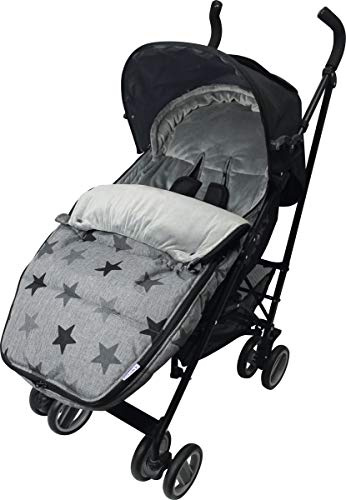 Original Dooky Footmuff Grey Stars Größe L für Buggys & Kinderwagen ab 9 Monate, 98 x 50 cm, winterfest, wasserdicht & winddicht, für 3- und 5-Punkt-Gurte, grau