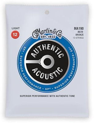 MARTIN 12 cuerdas para guitarra acústica, Superior Performance Light 12-54, bronce 80/20 (MA190)