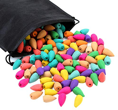 Aneco - Lot de 180 cônes d'encens à refoulement - 10 mélanges de parfums naturels - rose, jasmin, lys, menthe, lavande et autres parfums naturels pour cônes d'encens à refoulement